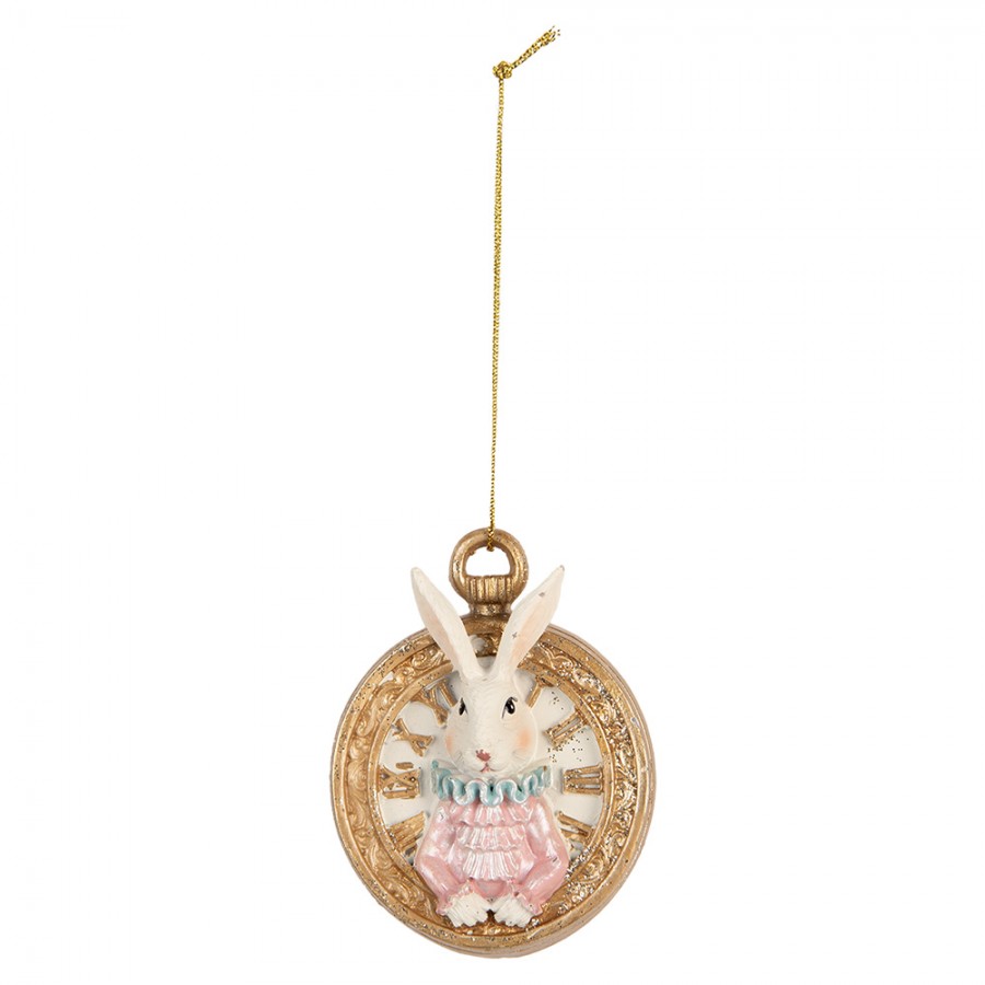 Decorazione da appendere coniglio nell'orologio - H.7 cm - Clayre e Eef